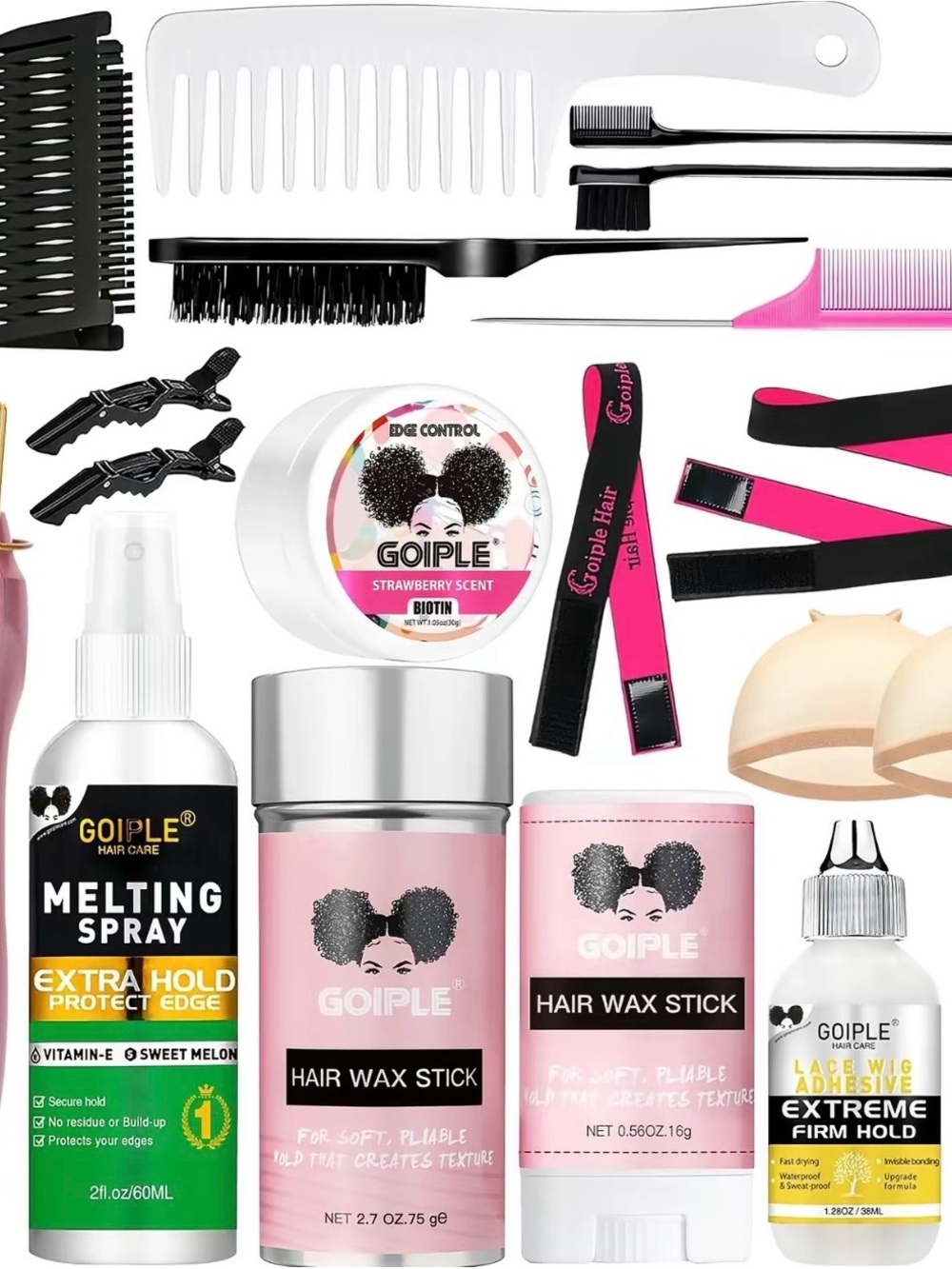 Goiple Women’s Hair Styling Kit with Pink & White Wax Sticks